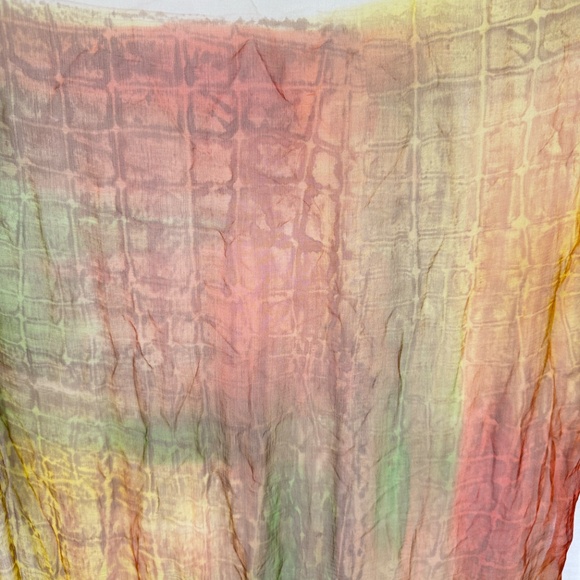 Yellow Orange Tie-Dye Silk Scarf by Delphine Paril - Picture 3 of 7
